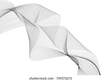 Abstract wave element for design. Digital frequency track equalizer. Stylized line art background. Vector illustration. Wave with lines created using blend tool. Curved wavy line, smooth stripe.