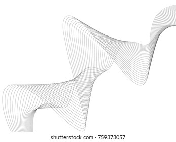 Abstract wave element for design. Digital frequency track equalizer. Stylized line art background. Vector illustration. Wave with lines created using blend tool. Curved wavy line, smooth stripe.