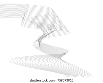 Abstract wave element for design. Digital frequency track equalizer. Stylized line art background. Vector illustration. Wave with lines created using blend tool. Curved wavy line, smooth stripe.