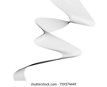 Abstract wave element for design. Digital frequency track equalizer. Stylized line art background. Vector illustration. Wave with lines created using blend tool. Curved wavy line, smooth stripe.