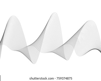 Abstract wave element for design. Digital frequency track equalizer. Stylized line art background. Vector illustration. Wave with lines created using blend tool. Curved wavy line, smooth stripe.