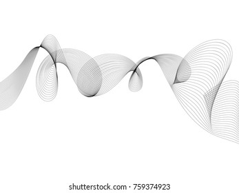 Abstract wave element for design. Digital frequency track equalizer. Stylized line art background. Vector illustration. Wave with lines created using blend tool. Curved wavy line, smooth stripe.
