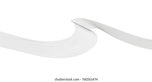 Abstract wave element for design. Digital frequency track equalizer. Stylized line art background. Vector illustration. Wave with lines created using blend tool. Curved wavy line, smooth stripe.