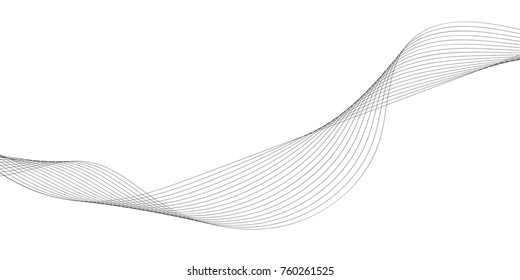 Abstract wave element for design. Digital frequency track equalizer. Stylized line art background. Vector illustration. Wave with lines created using blend tool. Curved wavy line, smooth stripe.