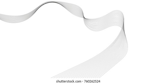 Abstract wave element for design. Digital frequency track equalizer. Stylized line art background. Vector illustration. Wave with lines created using blend tool. Curved wavy line, smooth stripe.