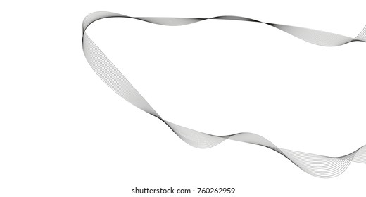 Abstract wave element for design. Digital frequency track equalizer. Stylized line art background. Vector illustration. Wave with lines created using blend tool. Curved wavy line, smooth stripe.