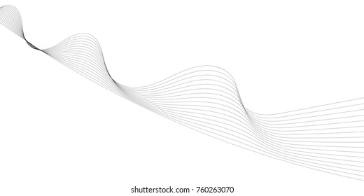 Abstract wave element for design. Digital frequency track equalizer. Stylized line art background. Vector illustration. Wave with lines created using blend tool. Curved wavy line, smooth stripe.
