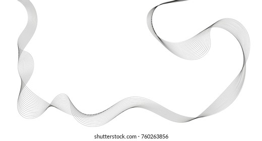 Abstract wave element for design. Digital frequency track equalizer. Stylized line art background. Vector illustration. Wave with lines created using blend tool. Curved wavy line, smooth stripe.