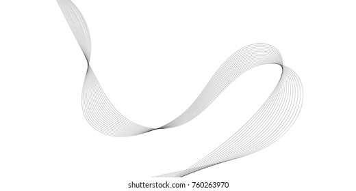 Abstract wave element for design. Digital frequency track equalizer. Stylized line art background. Vector illustration. Wave with lines created using blend tool. Curved wavy line, smooth stripe.
