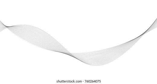 Abstract wave element for design. Digital frequency track equalizer. Stylized line art background. Vector illustration. Wave with lines created using blend tool. Curved wavy line, smooth stripe.