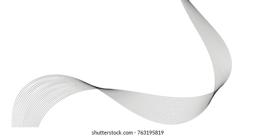 Abstract wave element for design. Digital frequency track equalizer. Stylized line art background. Vector illustration. Wave with lines created using blend tool. Curved wavy line, smooth stripe.