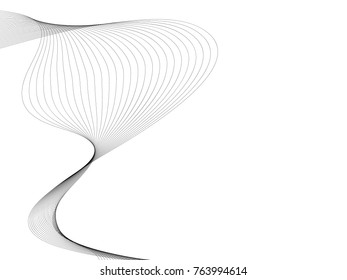 Abstract wave element for design. Digital frequency track equalizer. Stylized line art background. Vector illustration. Wave with lines created using blend tool. Curved wavy line, smooth stripe.
