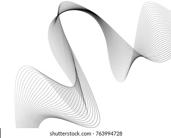 Abstract wave element for design. Digital frequency track equalizer. Stylized line art background. Vector illustration. Wave with lines created using blend tool. Curved wavy line, smooth stripe.