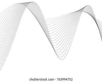 Abstract wave element for design. Digital frequency track equalizer. Stylized line art background. Vector illustration. Wave with lines created using blend tool. Curved wavy line, smooth stripe.