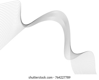 Abstract wave element for design. Digital frequency track equalizer. Stylized line art background. Vector illustration. Wave with lines created using blend tool. Curved wavy line, smooth stripe.
