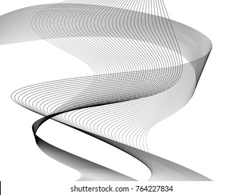 Abstract wave element for design. Digital frequency track equalizer. Stylized line art background. Vector illustration. Wave with lines created using blend tool. Curved wavy line, smooth stripe.