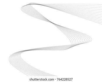 Abstract wave element for design. Digital frequency track equalizer. Stylized line art background. Vector illustration. Wave with lines created using blend tool. Curved wavy line, smooth stripe.