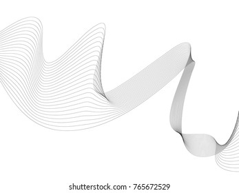 Abstract wave element for design. Digital frequency track equalizer. Vector illustration. Wave with lines created using blend tool. Curved wavy line, smooth stripe.