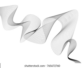 Abstract wave element for design. Digital frequency track equalizer. Stylized line art background. Vector illustration. Wave with lines created using blend tool. Curved wavy line, smooth stripe.