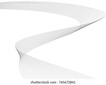 Abstract wave element for design. Digital frequency track equalizer. Stylized line art background. Vector illustration. Wave with lines created using blend tool. Curved wavy line, smooth stripe.