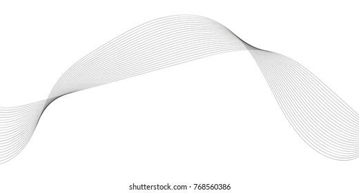 Abstract wave element for design. Digital frequency track equalizer. Stylized line art background. Vector illustration. Wave with lines created using blend tool. Curved wavy line, smooth stripe.