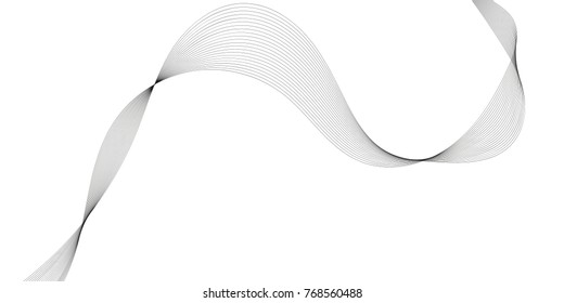 Abstract wave element for design. Digital frequency track equalizer. Stylized line art background. Vector illustration. Wave with lines created using blend tool. Curved wavy line, smooth stripe.