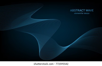 Abstract wave element for design. Digital frequency track equalizer. Stylized line art background. Colorful shiny wave with lines created using blend tool. Curved wavy line, smooth stripe. Vector.