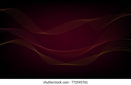 Abstract wave element for design. Digital frequency track equalizer. Stylized line art background. Colorful shiny wave with lines created using blend tool. Curved wavy line, smooth stripe. Vector.