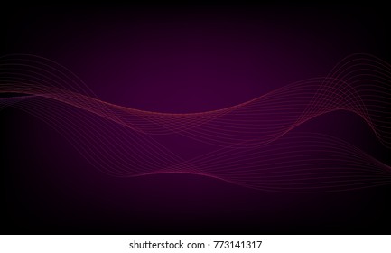 Abstract wave element for design. Digital frequency track equalizer. Stylized line art background. Colorful shiny wave with lines created using blend tool. Curved wavy line, smooth stripe. Vector.