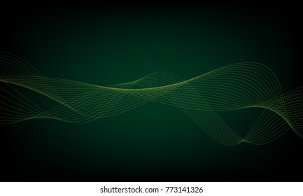 Abstract wave element for design. Digital frequency track equalizer. Stylized line art background. Colorful shiny wave with lines created using blend tool. Curved wavy line, smooth stripe. Vector.