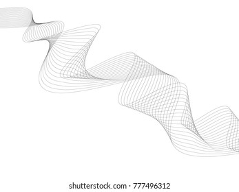 Abstract wave element for design. Digital frequency track equalizer. Stylized line art background. Vector illustration. Wave with lines created using blend tool. Curved wavy line, smooth stripe.