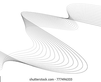 Abstract wave element for design. Digital frequency track equalizer. Stylized line art background. Vector illustration. Wave with lines created using blend tool. Curved wavy line, smooth stripe.