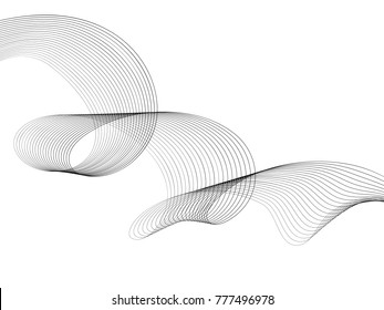 Abstract wave element for design. Digital frequency track equalizer. Stylized line art background. Vector illustration. Wave with lines created using blend tool. Curved wavy line, smooth stripe.
