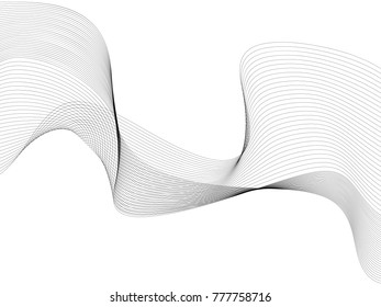 Abstract wave element for design. Digital frequency track equalizer. Stylized line art background. Vector illustration. Wave with lines created using blend tool. Curved wavy line, smooth stripe.
