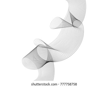 Abstract wave element for design. Digital frequency track equalizer. Stylized line art background. Vector illustration. Wave with lines created using blend tool. Curved wavy line, smooth stripe.