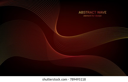 Abstract wave element for design. Digital frequency track equalizer. Stylized line art background. Colorful shiny wave with lines created using blend tool. Curved wavy line, smooth stripe. Vector.