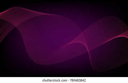 Abstract wave element for design. Digital frequency track equalizer. Stylized line art background. Colorful shiny wave with lines created using blend tool. Curved wavy line, smooth stripe. Vector.