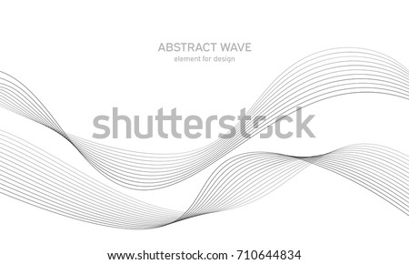 Abstract wave element for design. Digital frequency track equalizer. Stylized line art background. Vector illustration. Wave with lines created using blend tool. Curved wavy line, smooth stripe.