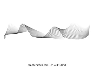Abstract wave element for design. gradient curve shape isolated on withe background. Wave with lines created using blend tool.