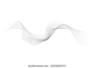 Abstract wave element for design. gradient curve shape isolated on withe background. Wave with lines created using blend tool.