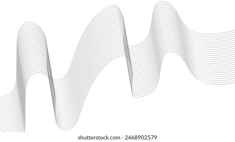Abstract wave element for design. Wave with lines created using blend tool. Curved wavy line, smooth stripe. Abstract wave element for design. Digital frequency track equalizer. 