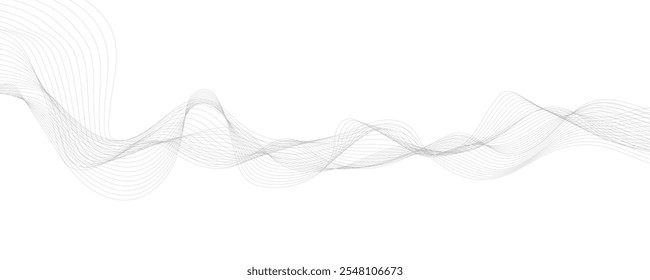 Abstract wave element for design. Wave with lines created using blend tool. Curved wavy line, smooth stripe.