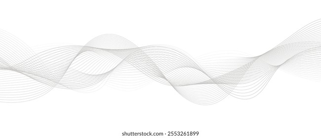 Abstract wave element for design. Wave with lines created using blend tool. Curved wavy line, smooth stripe.