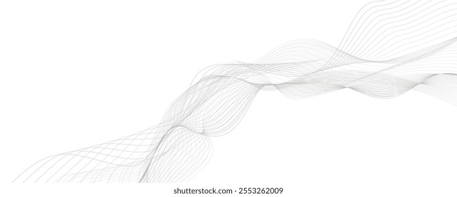 Abstract wave element for design. Wave with lines created using blend tool. Curved wavy line, smooth stripe.