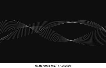 Abstract wave element for design on black background. Digital frequency track equalizer. Stylized line art background. Vector