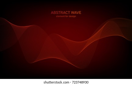 Abstract wave element for design on colorful background. Digital frequency track equalizer. Stylized line art. Colorful wave with lines created using blend tool. Curved wavy line, smooth stripe.Vector