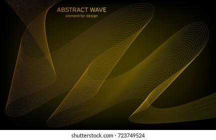 Abstract wave element for design on colorful background. Digital frequency track equalizer. Stylized line art. Colorful wave with lines created using blend tool. Curved wavy line, smooth stripe.Vector