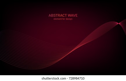 Abstract wave element for design on colorful background. Digital frequency track equalizer. Stylized line art. Colorful wave with lines created using blend tool. Curved wavy line, smooth stripe.Vector