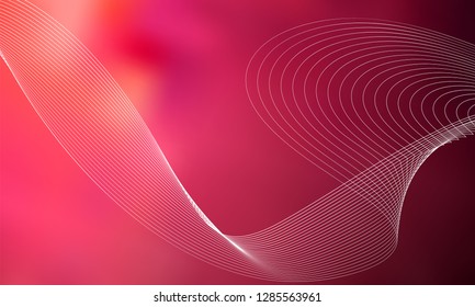 Abstract wave element for design. Pink. Digital frequency track equalizer. Stylized line art background. Colorful shiny wave with lines created using blend tool.Curved wavy line smooth stripe Vector