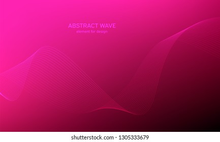 Abstract wave element for design. Pink. Digital frequency track equalizer. Stylized line art background. Colorful shiny wave with lines created using blend tool.Curved wavy line smooth stripe Vector